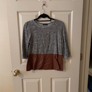 Gray and Brown 3/4 Sleeve Top